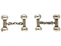 Silver Dumbbell Cufflinks