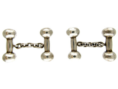 Silver Dumbbell Cufflinks