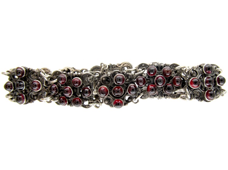Austro- Hungarian Silver & Garnet Bracelet