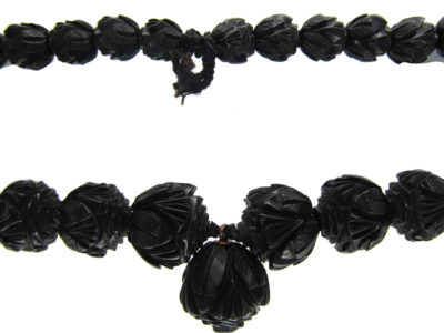 Carved Jet Victorian Beads