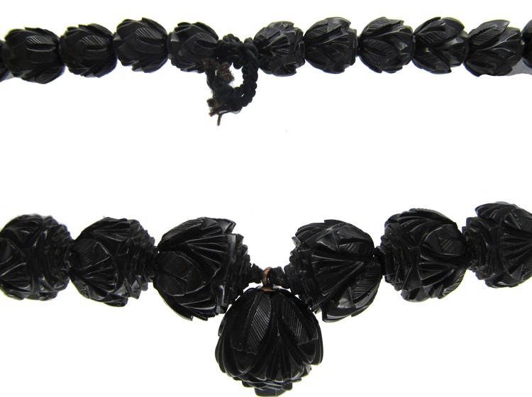 Carved Jet Victorian Beads