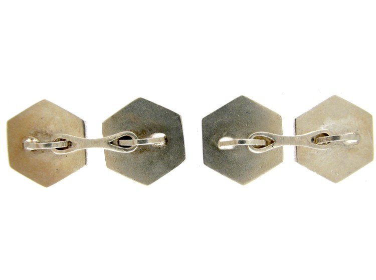 Silver Engine Turned Art Deco Cufflinks