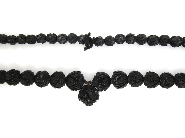 Carved Jet Victorian Beads
