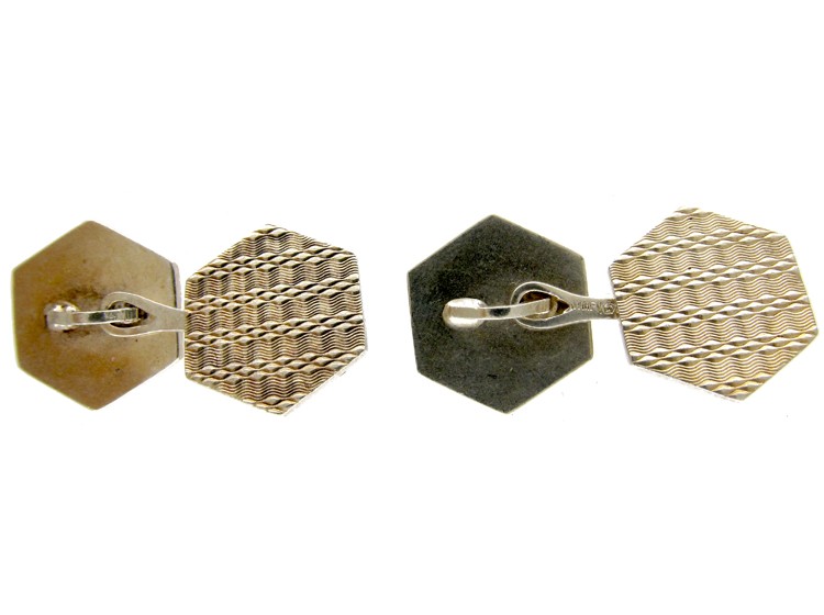 Silver Engine Turned Art Deco Cufflinks