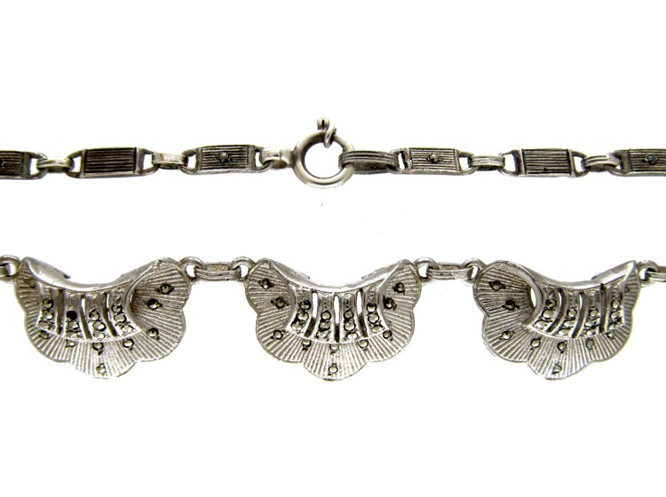 Theodor Farhner Silver & Marcasite Art Deco Necklace