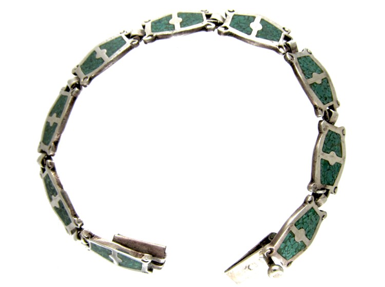 Silver Chagreen Enamel Effect Bracelet