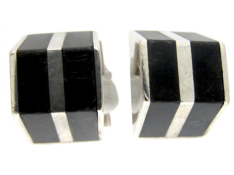 Silver & Onyx Retro Cufflinks