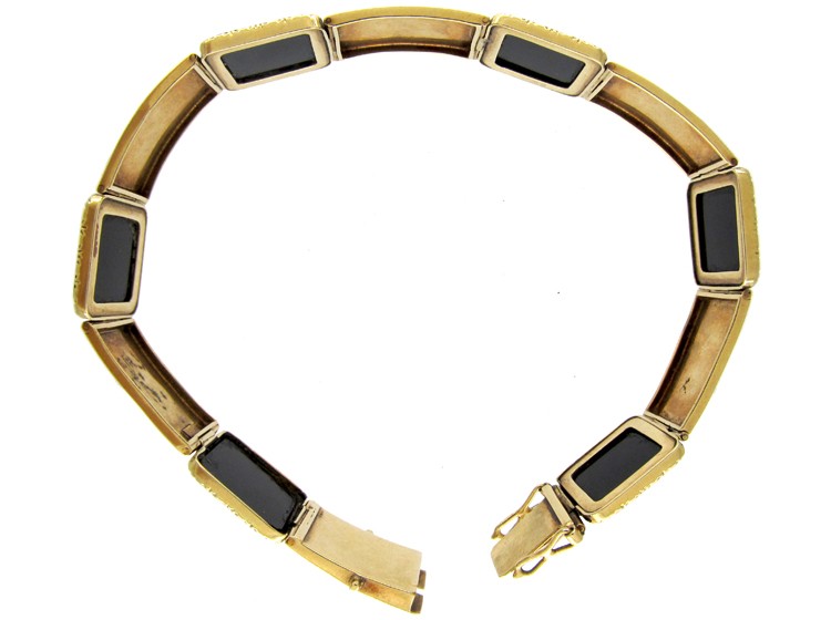 Onyx & 14ct Gold Art Deco Bracelet
