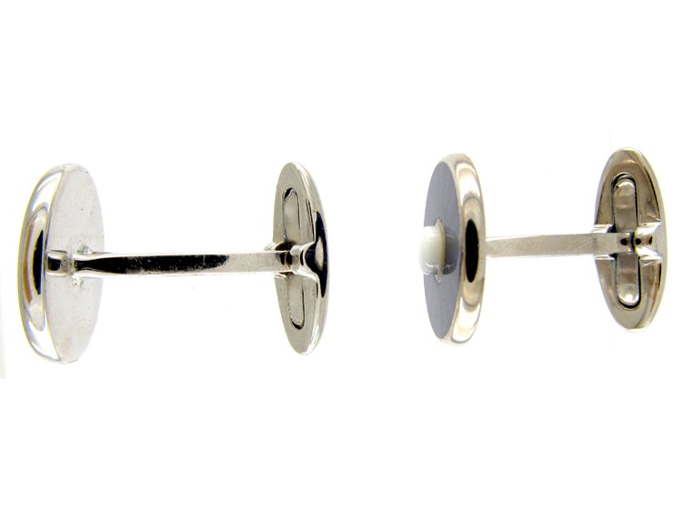Silver Purple Enamel Cufflinks
