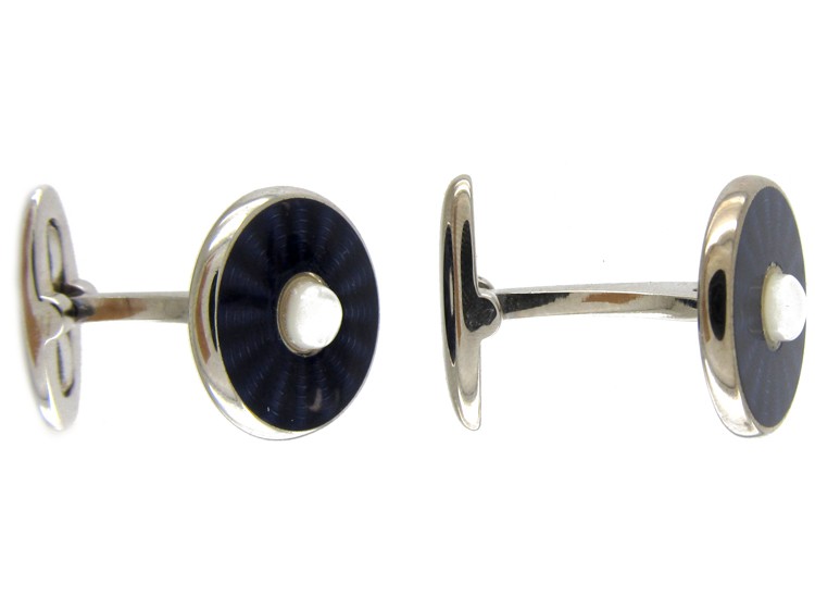 Silver Purple Enamel Cufflinks
