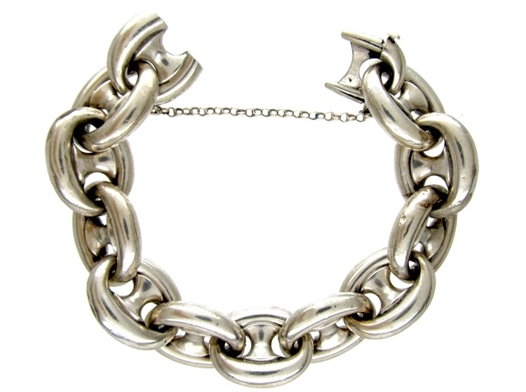 Victorian Silver Large Link Bracelet