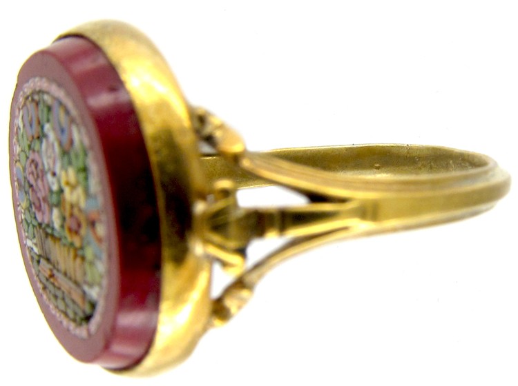 Micro Mosaic Silver Gilt Ring