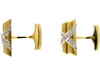 18ct Gold & Diamond Crossover Cufflinks