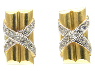 18ct Gold & Diamond Crossover Cufflinks