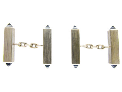 Platinum & Sapphire Baton Cufflinks