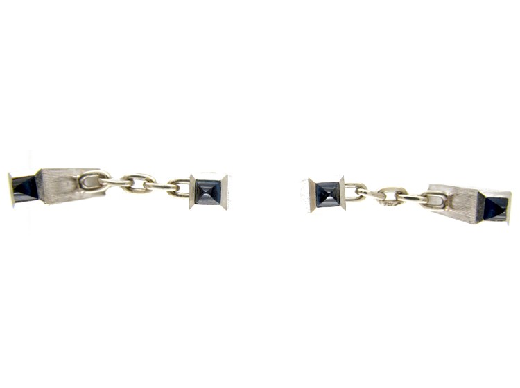 Platinum & Sapphire Baton Cufflinks