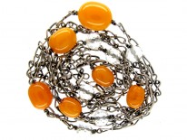Amber & Silver Arts & Crafts Guard Chain
