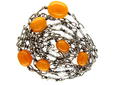 Amber & Silver Arts & Crafts Guard Chain