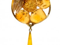 Carved Horn Art Nouveau Pendant by George Pierre
