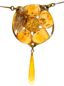 Carved Horn Art Nouveau Pendant by George Pierre