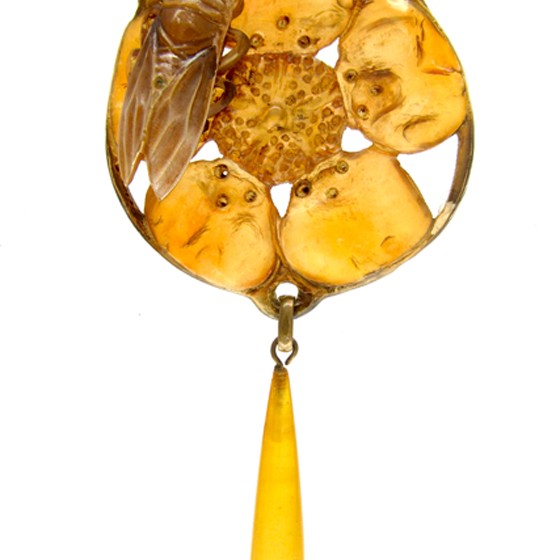 Carved Horn Art Nouveau Pendant by George Pierre
