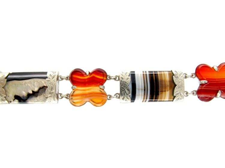 Scottish Silver & Agate Victorian Bracelet