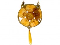 Carved Horn Art Nouveau Pendant by George Pierre
