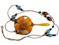 Carved Horn Art Nouveau Pendant by George Pierre