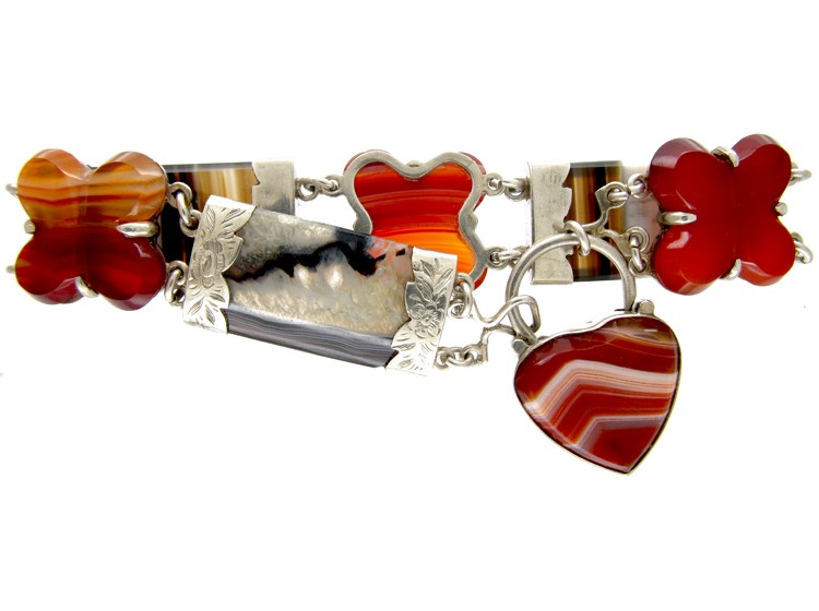 Scottish Silver & Agate Victorian Bracelet