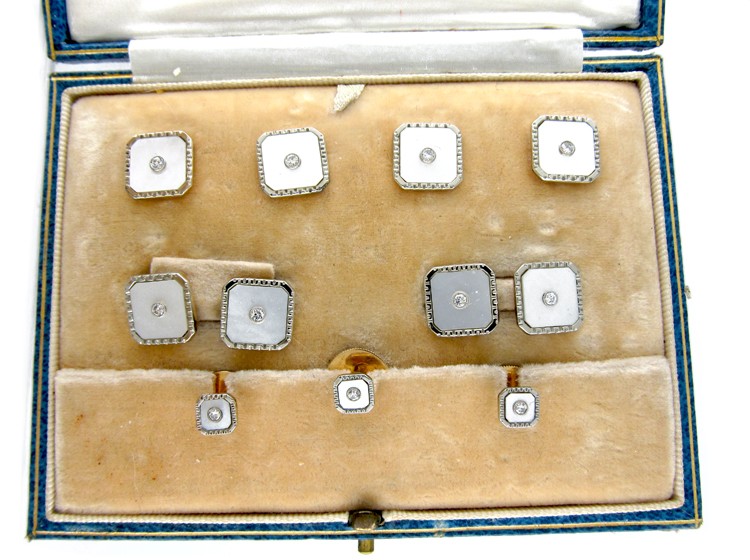 18ct & 9ct Diamond Cufflinks & Studs Set