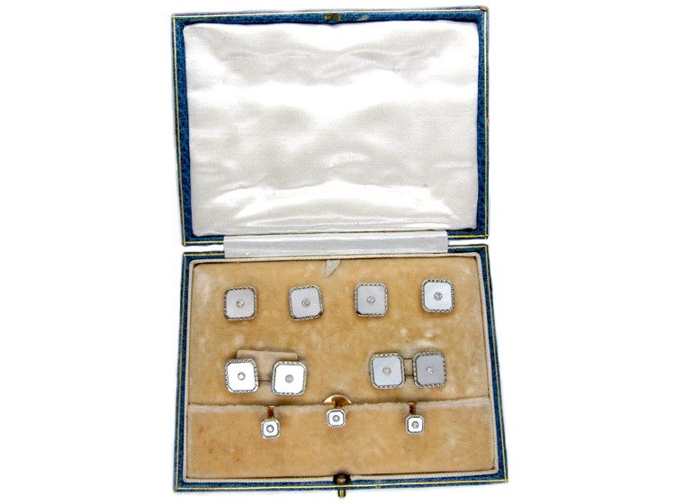 18ct & 9ct Diamond Cufflinks & Studs Set
