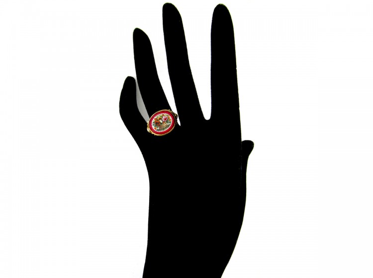 Micro Mosaic Silver Gilt Ring