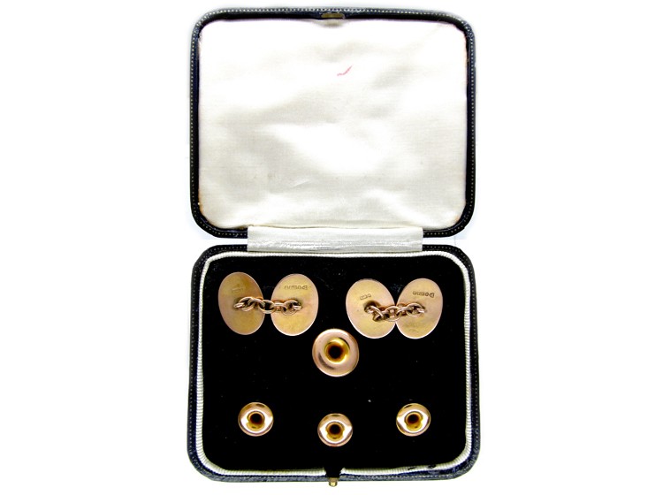 9ct Gold Edwardian Cufflinks & Studs Set