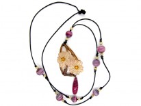 Art Nouveau Carved Horn Double Flower Pendant