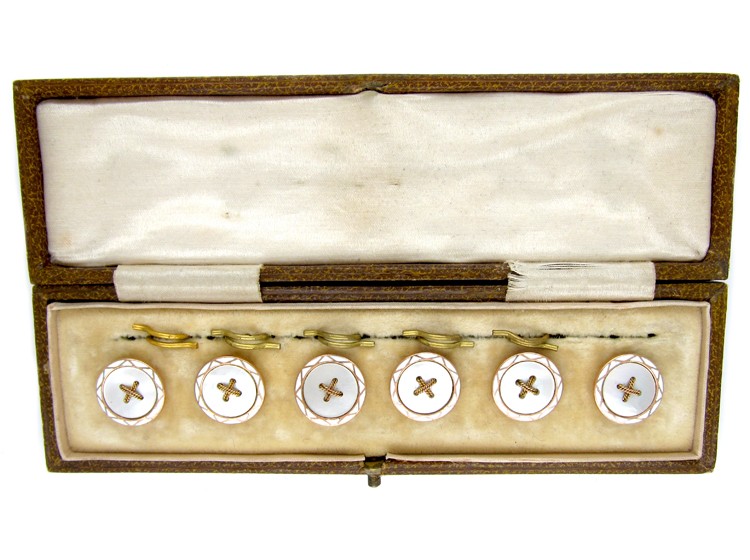 9ct Gold Set of Edwardian Buttons in Original Case