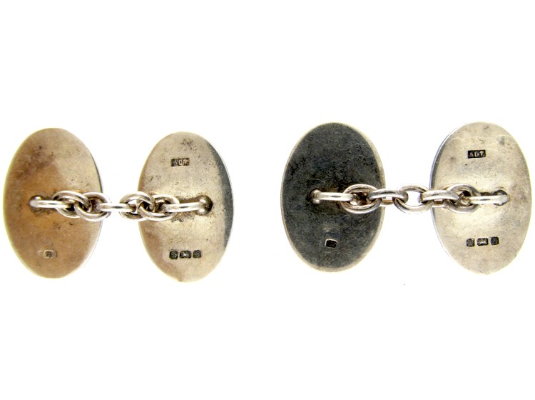 Silver Engraved Cufflinks of Grouse