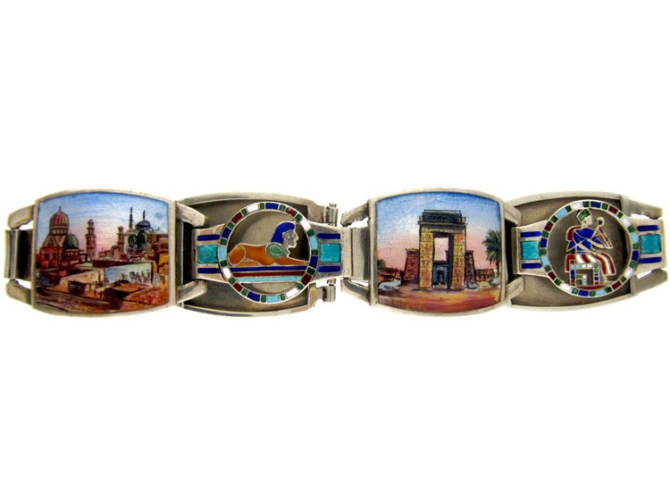 Egyptian Revival Enamel Bracelet