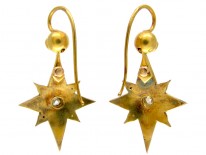 Victorian Coral & Diamond Star Drop Earrings
