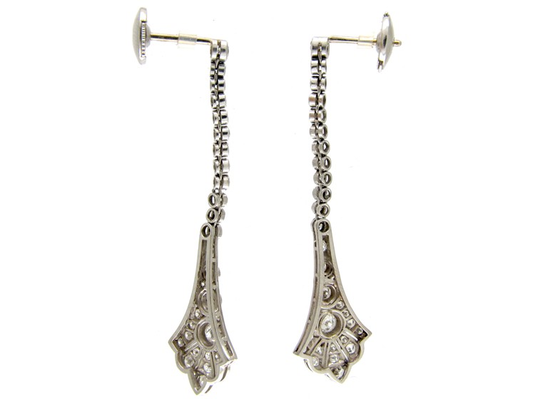 Long Drop Diamond Edwardian Earrings