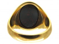 18ct Gold Bloodstone Plain Signet Ring