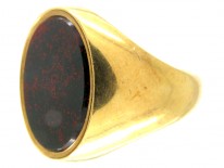 18ct Gold Bloodstone Plain Signet Ring