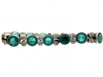Art Deco White & Green Paste Silver Bracelet