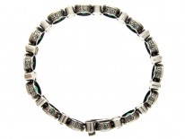 Art Deco White & Green Paste Silver Bracelet