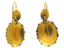 Banded Onyx & Pearl Drop Victorian Earrings