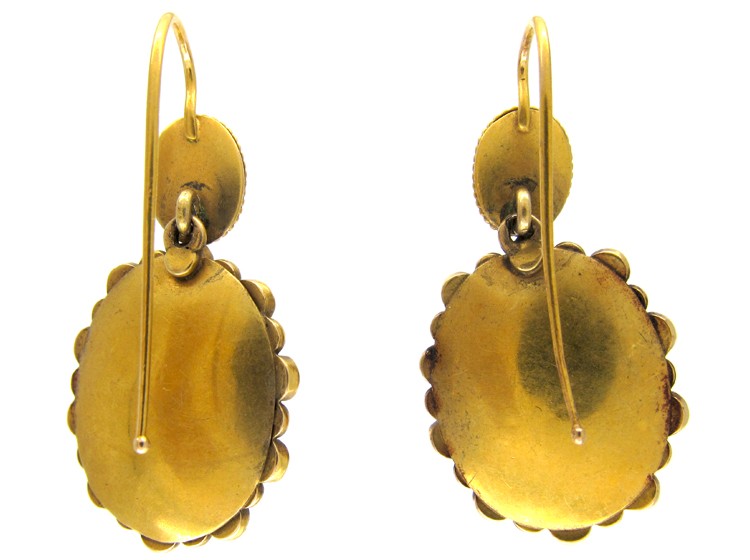 Banded Onyx & Pearl Drop Victorian Earrings