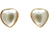 Pearl Heart 18ct Gold Edwardian Earrings