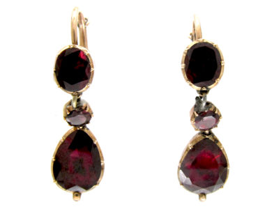 Georgian Flat Cut Garnet Earrings