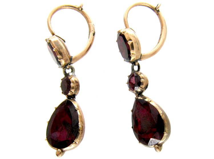 Georgian Flat Cut Garnet Earrings