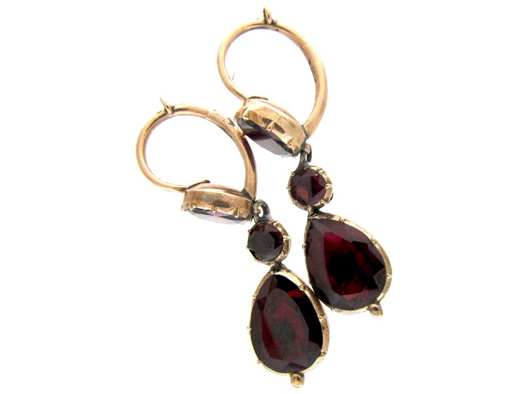 Georgian Flat Cut Garnet Earrings