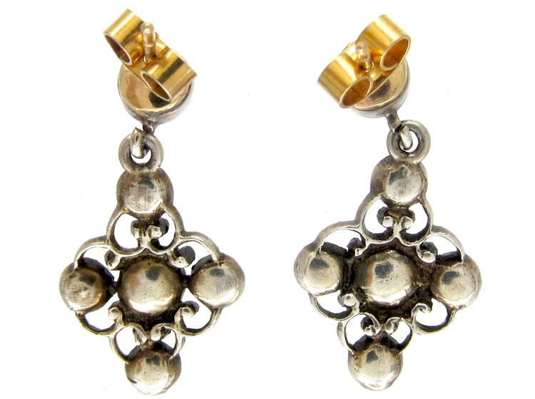 Silver Flat Cut Almandine Garnet Earrings